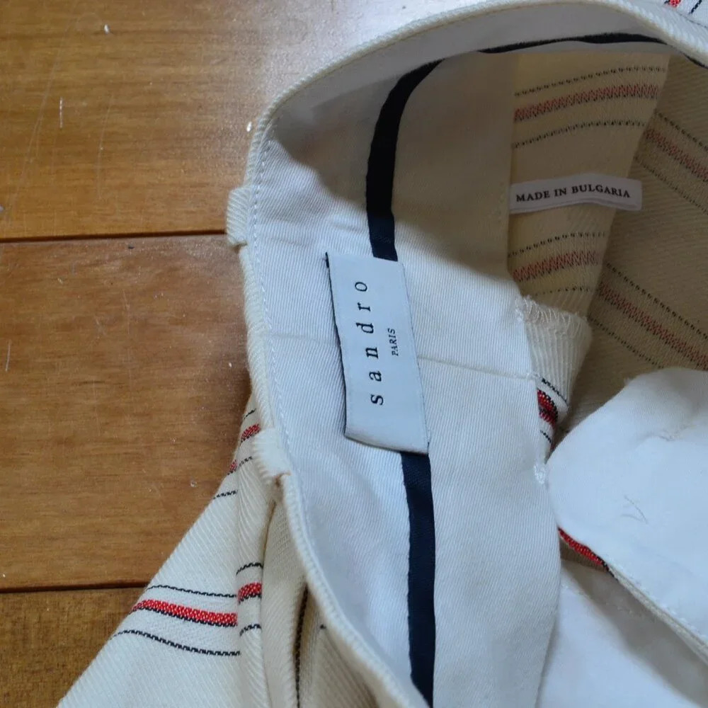 Sandro Ringo Cropped Striped Pants Size 36 US XS/S - Picture 6 of 12
